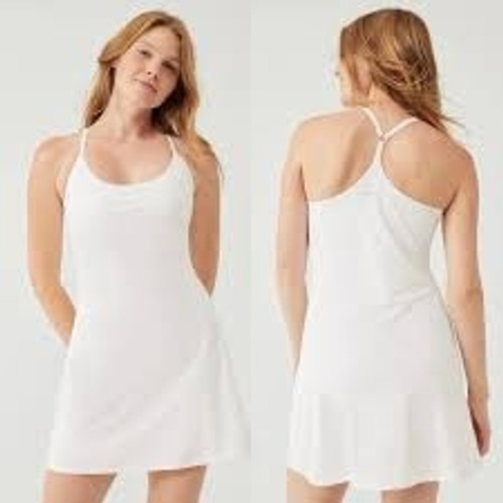 Outdoor Voices Exercise Dress White Built-in Bodysuit Liner Large